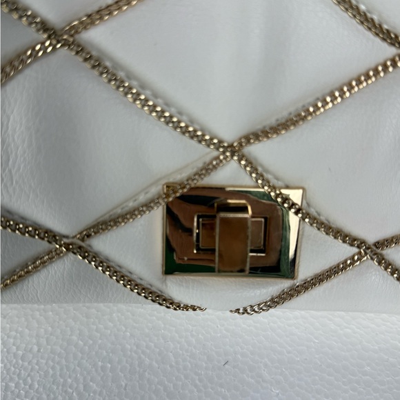 INC International Concepts White Quilted Crossbody Gold Chain Bag main image 5